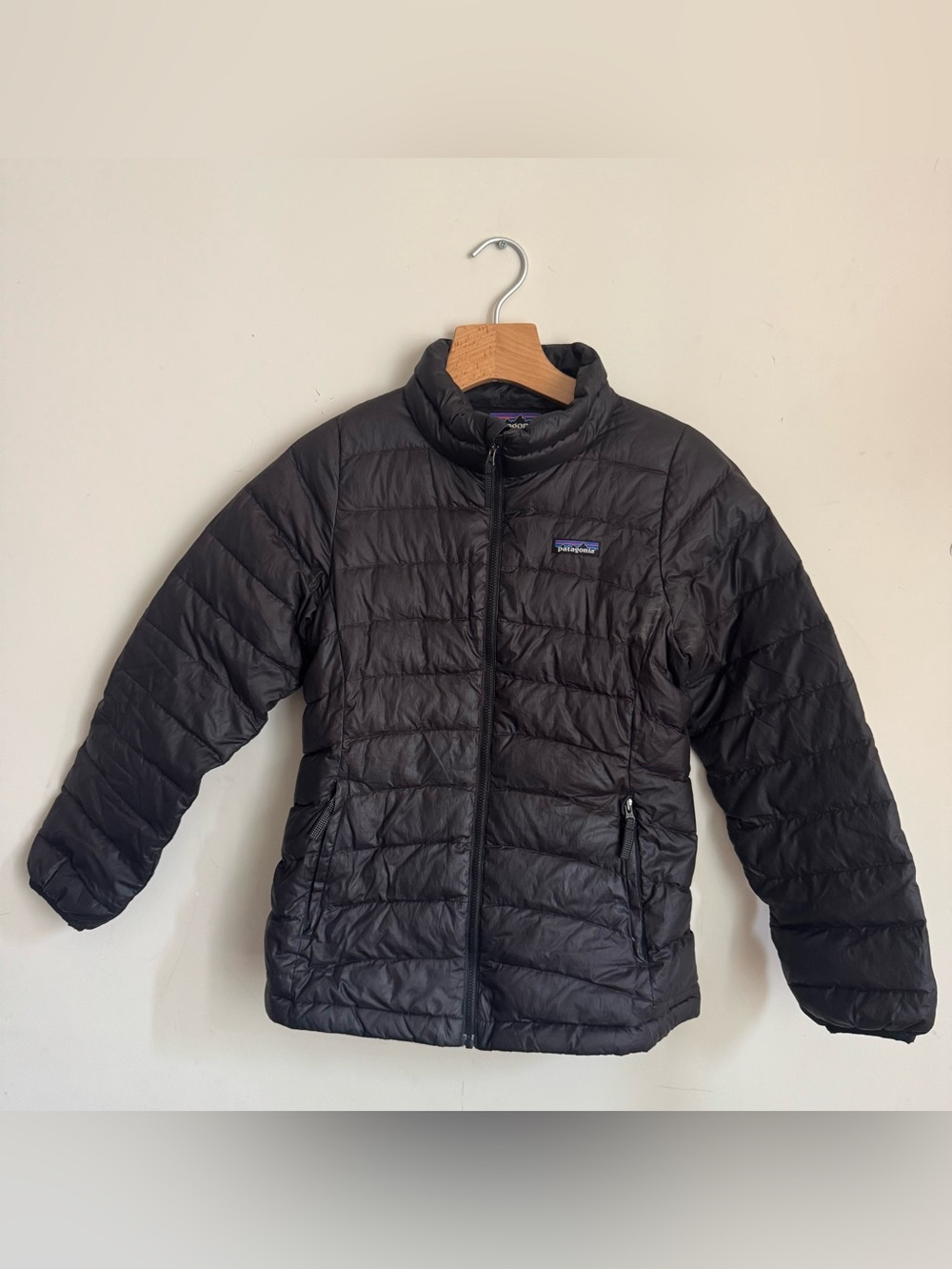 Patagonia Nano Puff Jacket Kids L 12 Black Quilted Insulated Full Zip